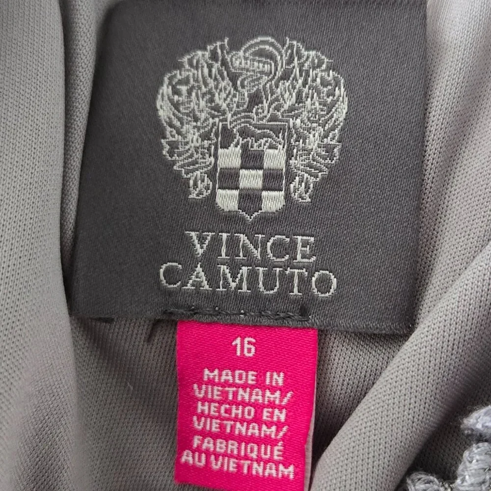 NWT Vince Camuto Metallic Silver Wide Leg Jumpsuit Women Mock Neck Sleeveless 16